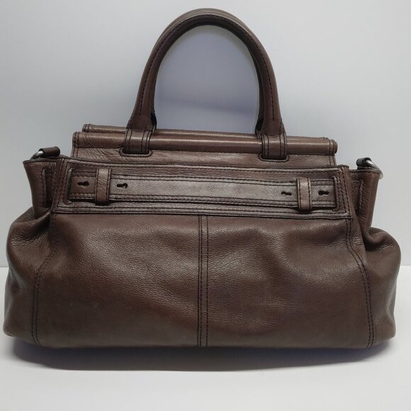 Fossil Maddox Brown Leather Bar Satchel Handbag - Picture 4 of 16